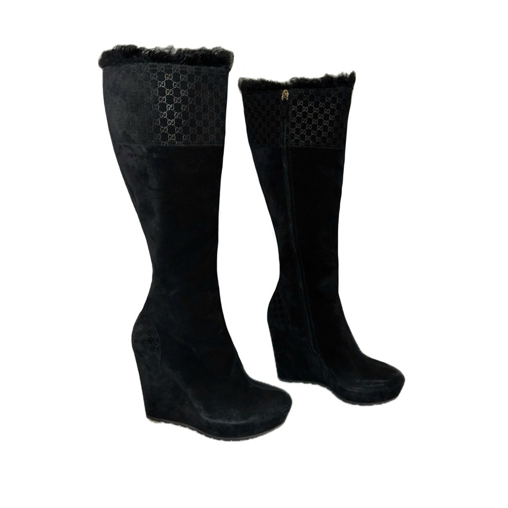 Gucci Suede Monogram Boots